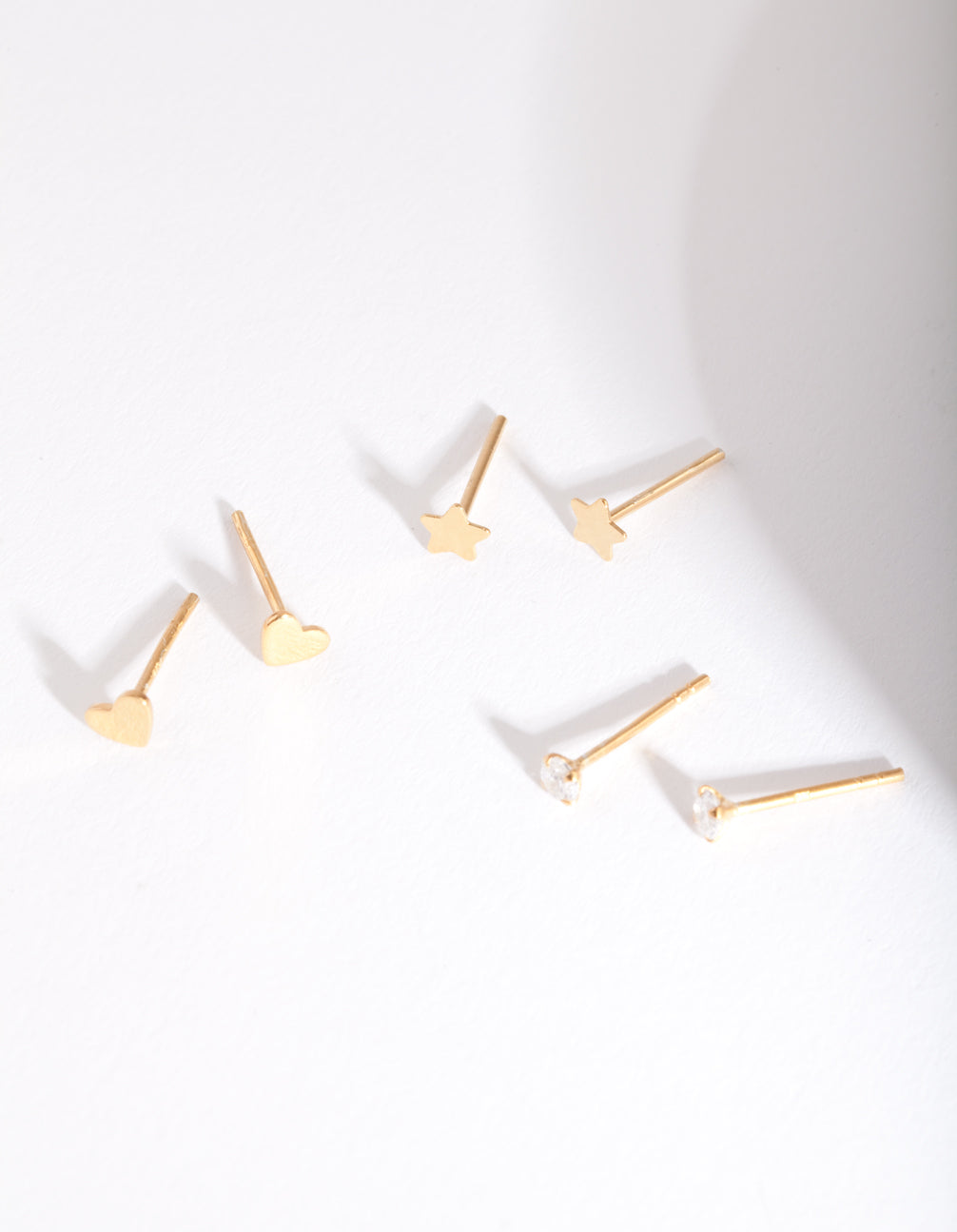 Gold Plated Sterling Silver Star & Heart Stud Earring Pack