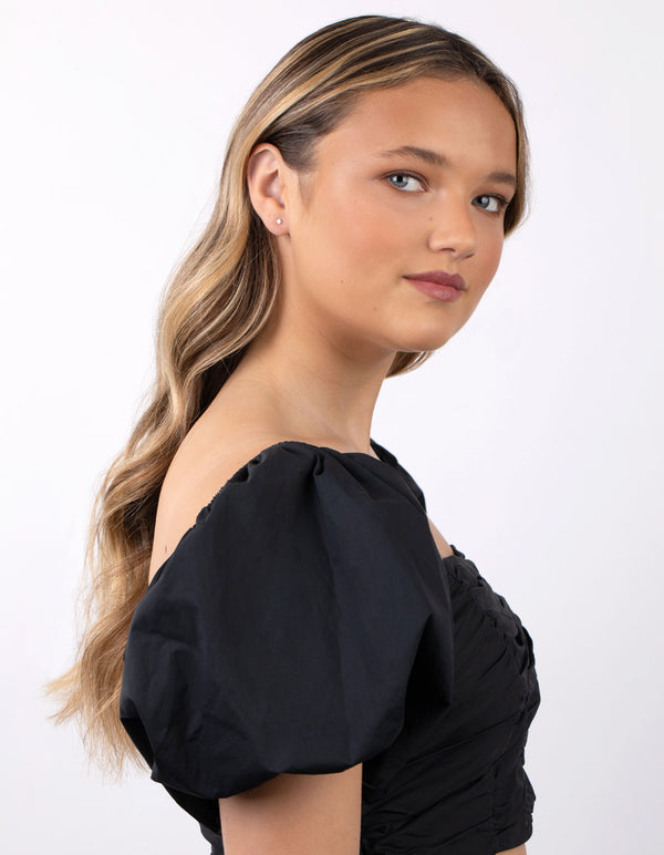 Rose Gold Plated Sterling Silver Cubic Zirconia Baby Carat Stud Earrings