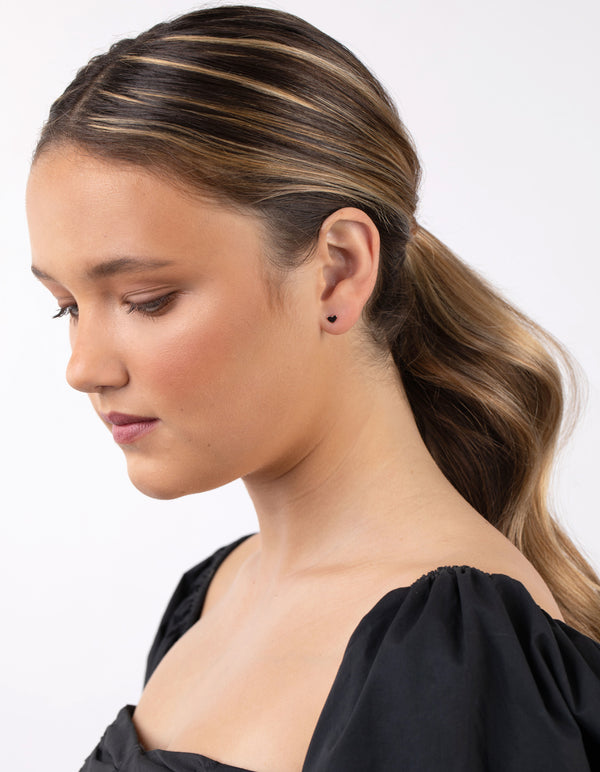 Rose Gold Plated Sterling Silver Cubic Zirconia Heart Stud Earring Pack