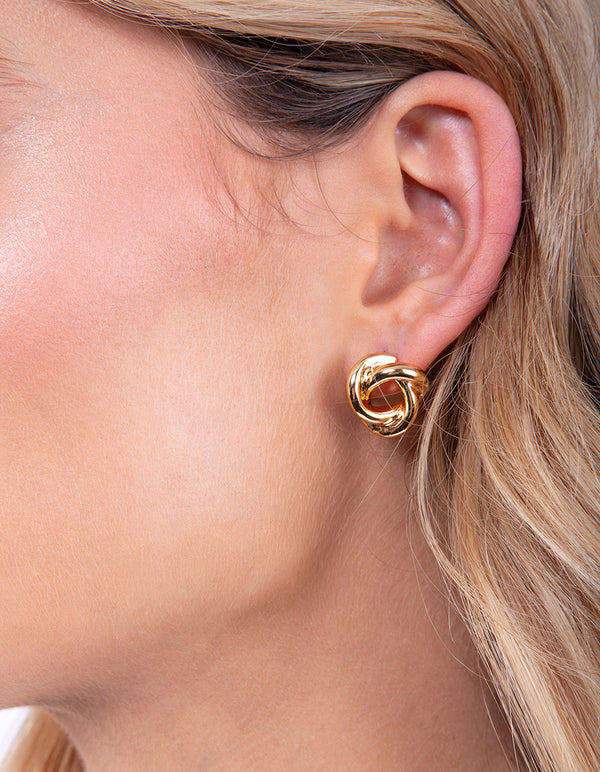 Gold Plated Knot Stud Earrings