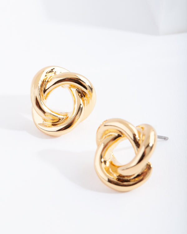 Gold Plated Knot Stud Earrings