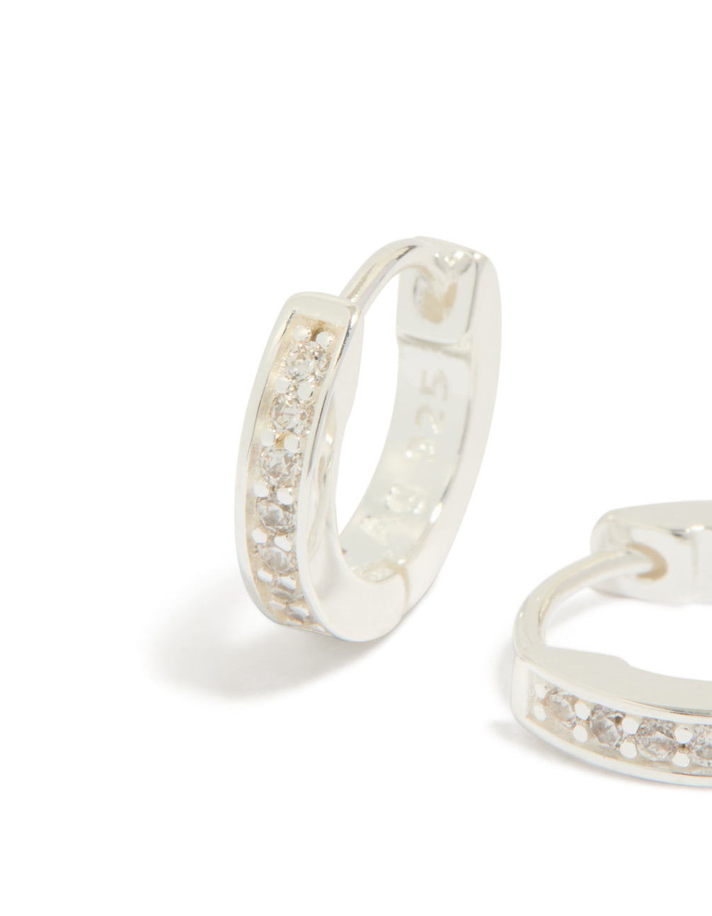 Sterling Silver Cubic Zirconia Huggie Earrings
