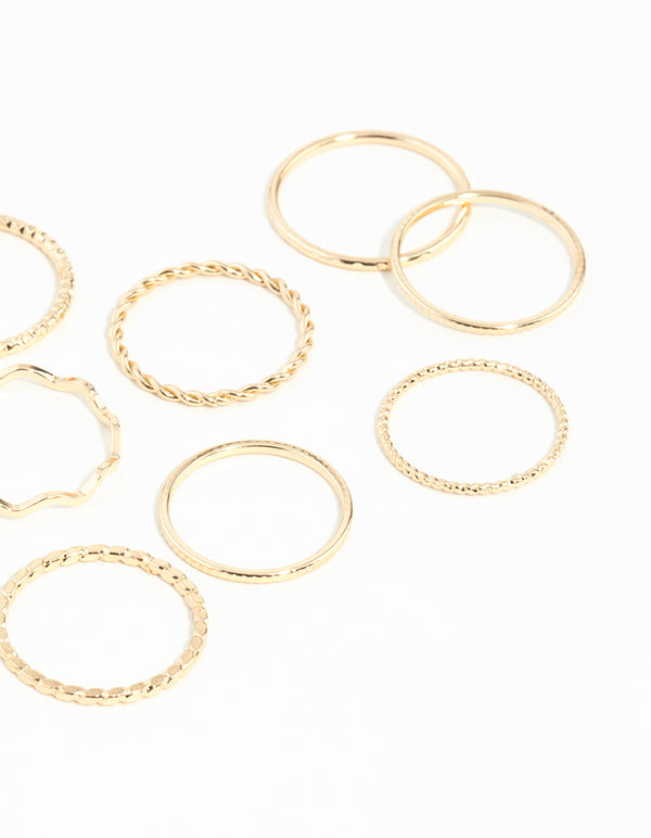 Gold Textured Mixed Size Ring 12-Pack