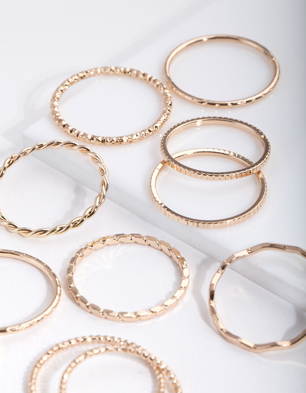 Gold Textured Mixed Size Ring 12-Pack