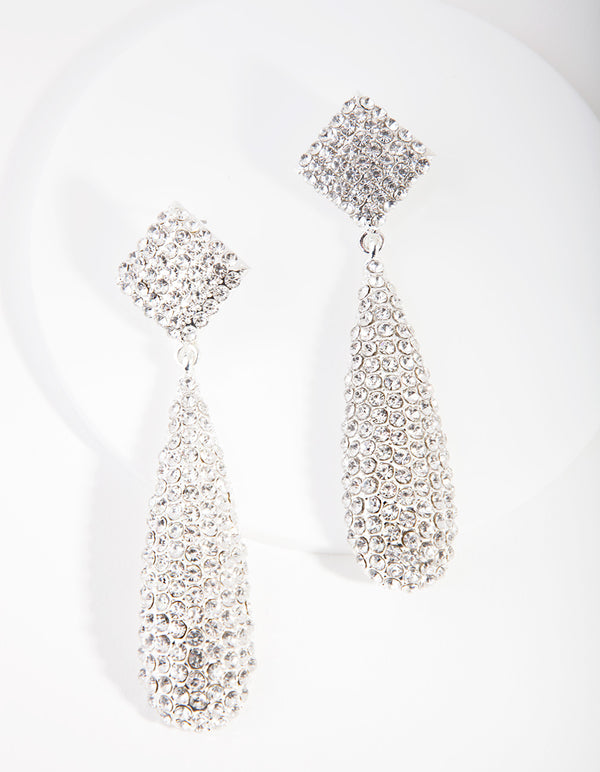 D&P SS PAVE LRG TEARDRP ER