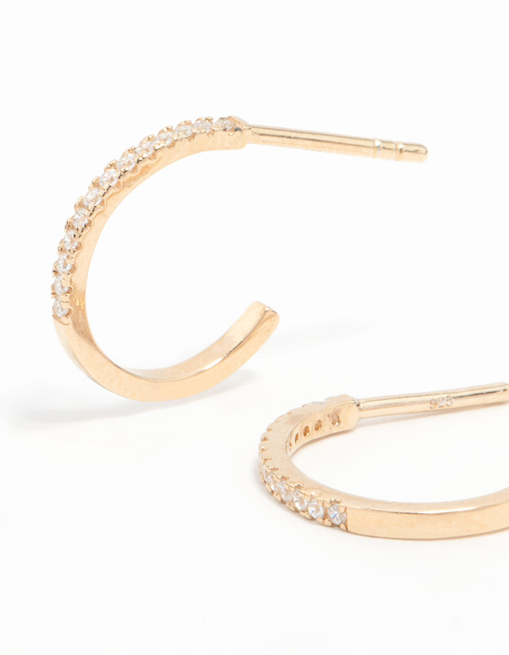 Gold Plated Sterling Silver Cubic Zirconia Circle Stud Earrings