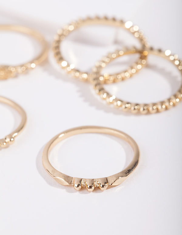 Gold Plated Fine Ring Stack 5-Pack