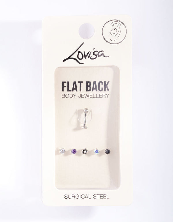 Surgical Steel Cubic Zirconia Flat Back 6-Pack