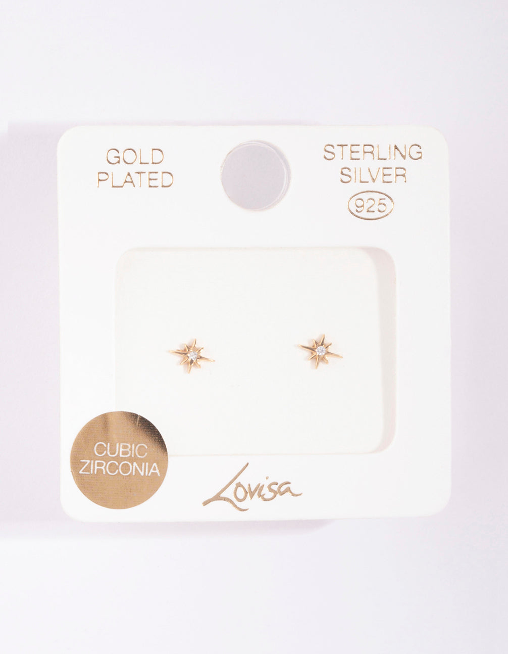 Gold Plated Sterling Silver Cubic Zirconia Starburst Earrings