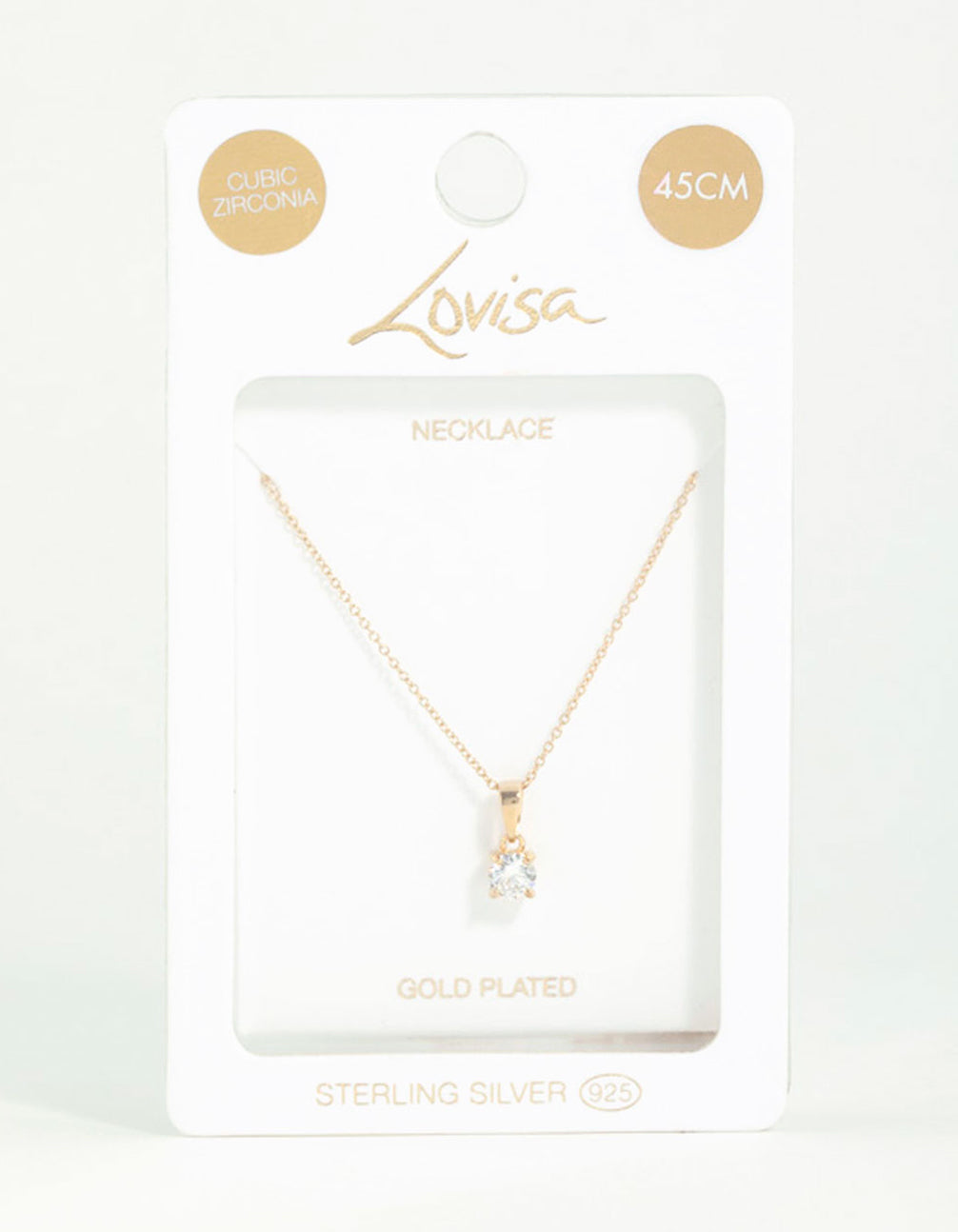 Gold Plated Sterling Silver Cubic Zirconia 1/2 Carat Bale Necklace
