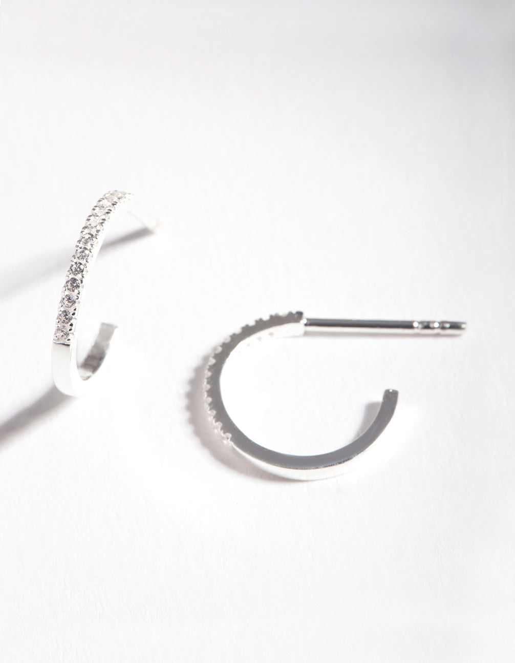 Sterling Silver Cubic Zirconia Fine Open Hoop Earrings