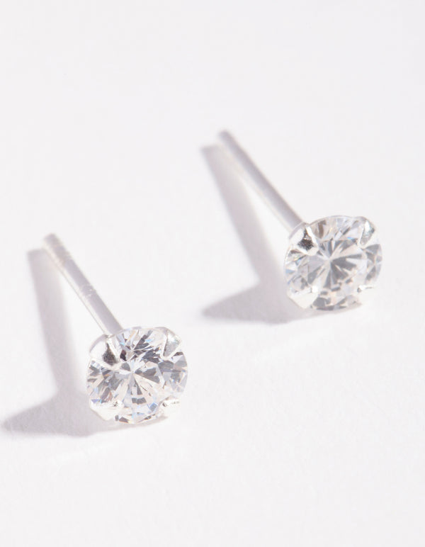 Sterling Silver Cubic Zirconia 1/4 Carat 4 Claw Stud Earrings