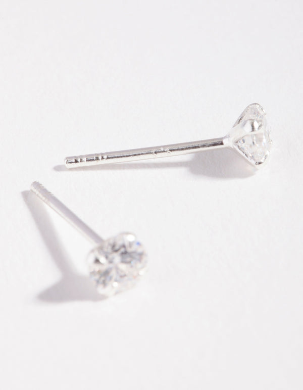 Sterling Silver Cubic Zirconia 1/4 Carat 4 Claw Stud Earrings