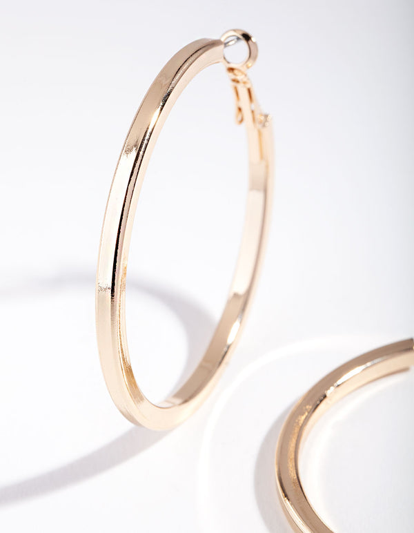 Gold Square Edge Hoop Earrings