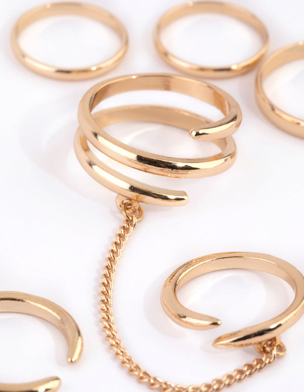 Gold Swirl Chain Ring 5-Pack