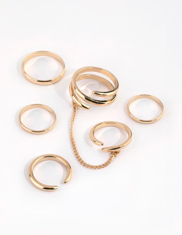 Gold Swirl Chain Ring 5-Pack