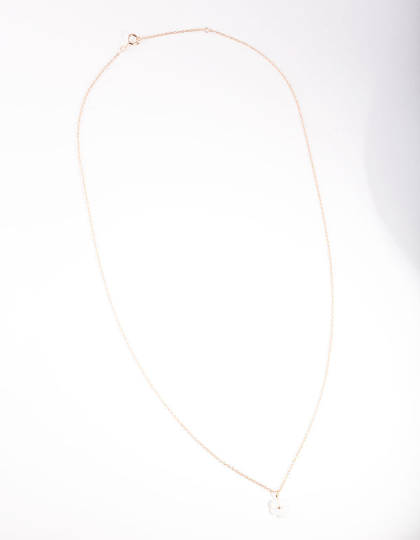 Rose Gold Pearl Flower Necklace