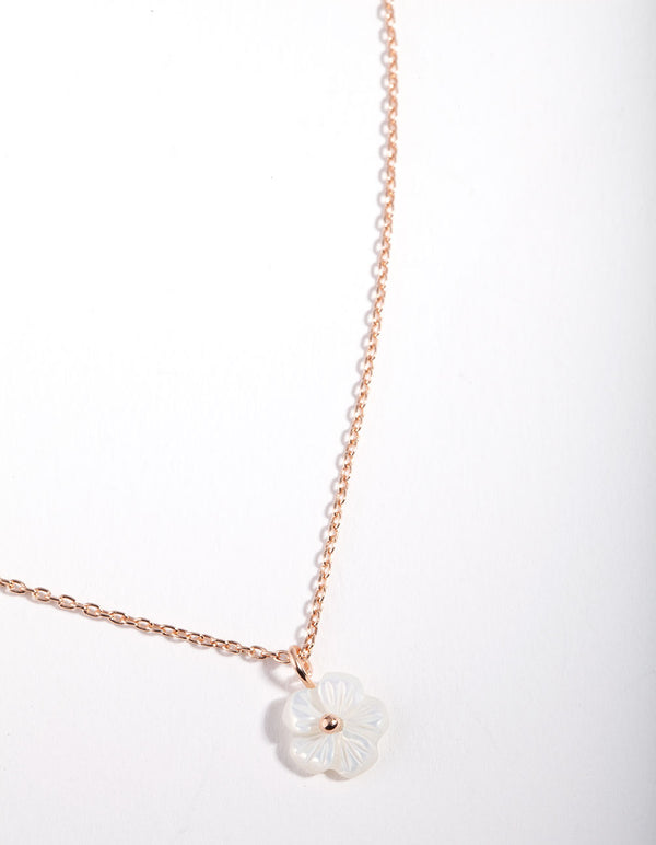 Rose Gold Pearl Flower Necklace