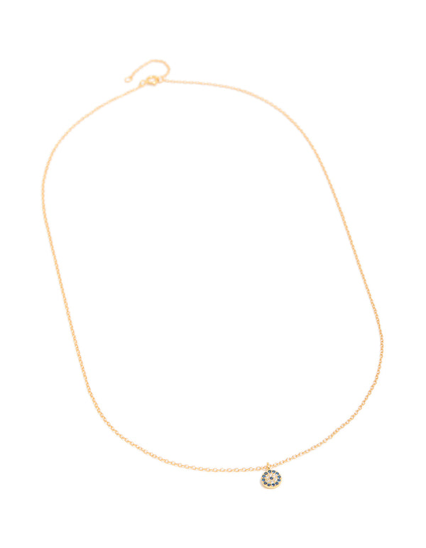 Gold Plated Sterling Silver Evil Eye Disc Necklace