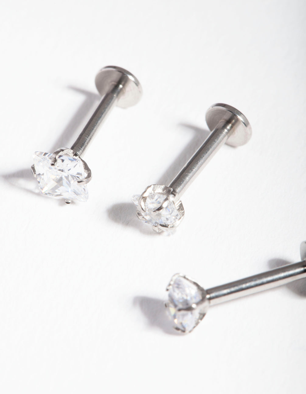 Surgical SteelCubic Zirconia Multi Stone Flat Back Earring Pack