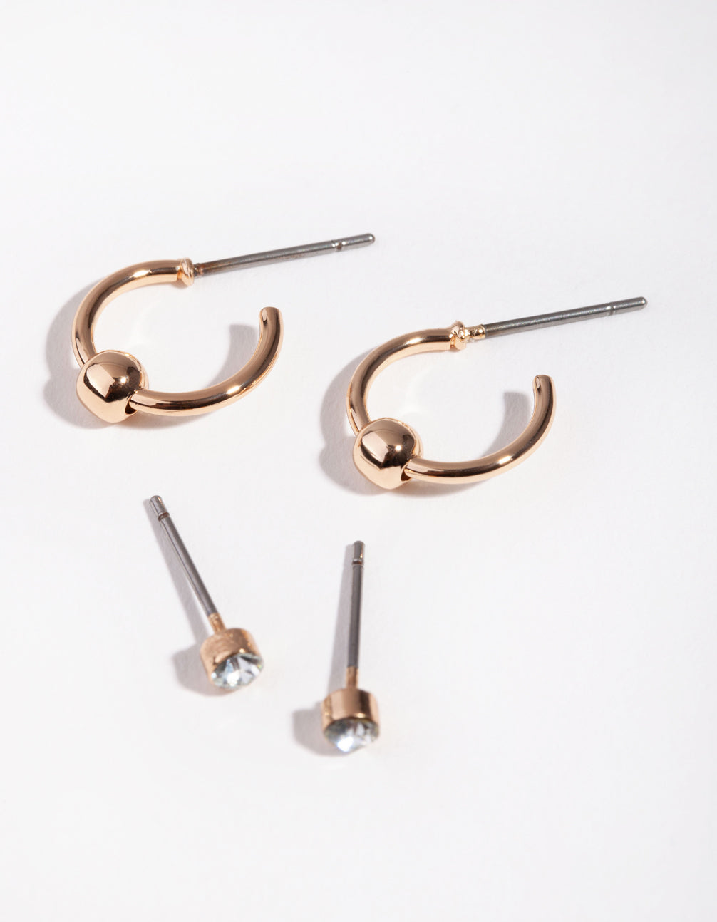 Gold Centre Ball Hoop Pack Earring