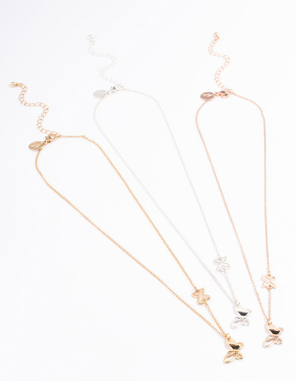 Mixed Metal Butterfly Necklace Pack