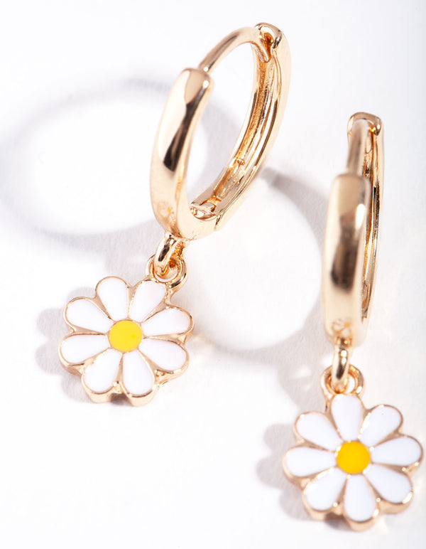 Gold Daisy Huggie Earrings