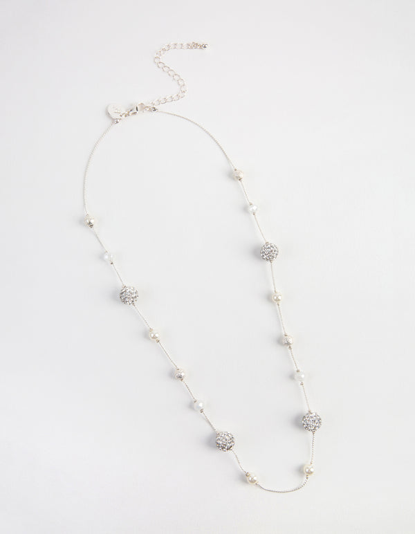 Kids Silver Fireball Classic Bead Station Necklace