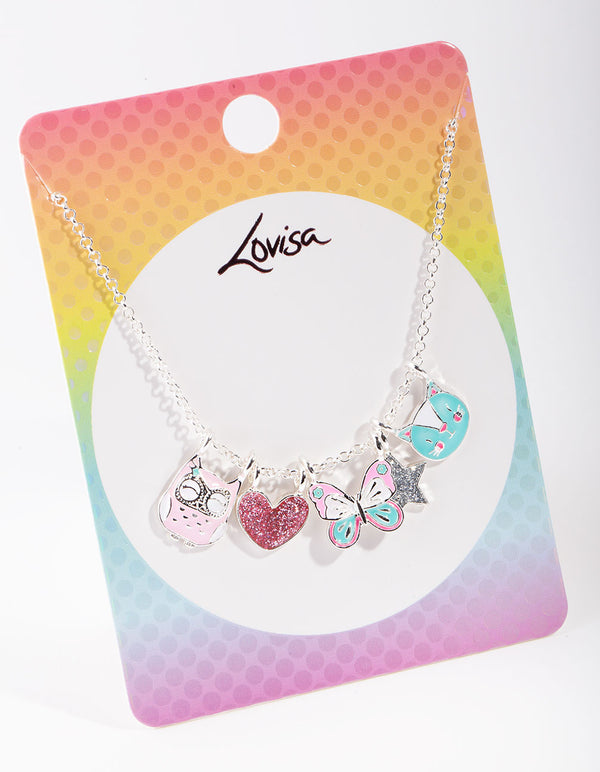 Kids Silver Multi Charm Necklace