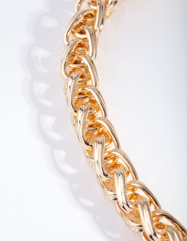 Gold Twist Link Chain T & O Necklace