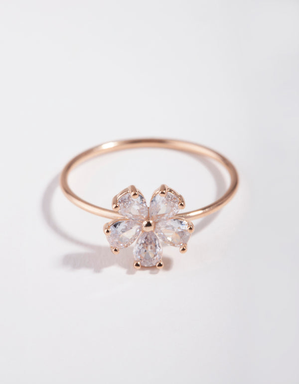 Rose Gold Cubic Zirconia Daisy Ring