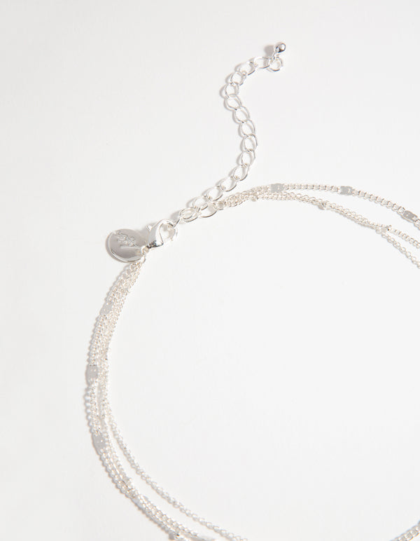 Silver Moon Charm 3-Layer Necklace