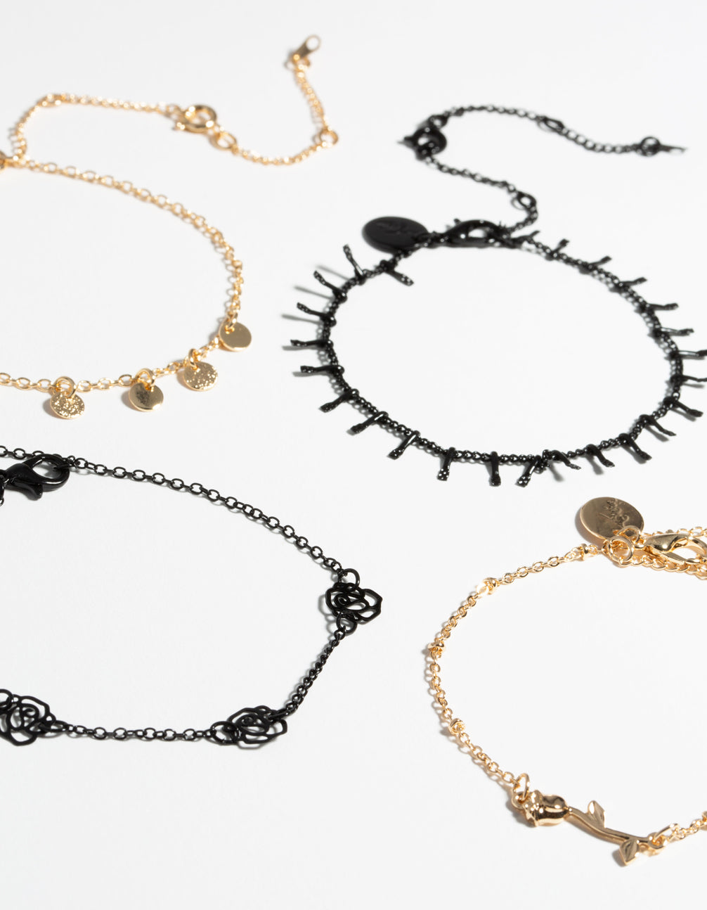 Matte Roses Bracelet & Anklet 4-Pack Set