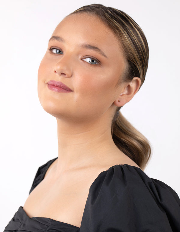 Rose Gold Plated Sterling Silver Ball Stud & Hoop Three-Pack Earring