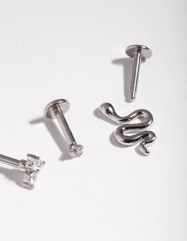 Surgical Steel Diamante & Snake Flat Back Pack