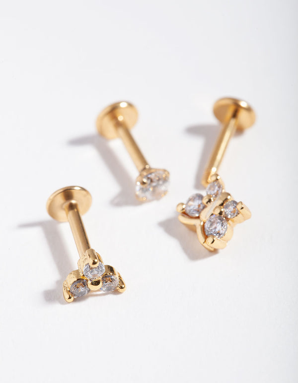 Gold Plated Surgical Steel Butterfly Flat Back Pack