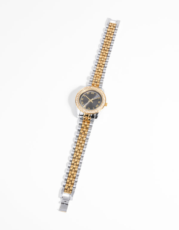 Mixed Metal Link Strap Watch