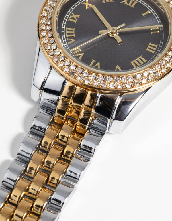 Mixed Metal Link Strap Watch