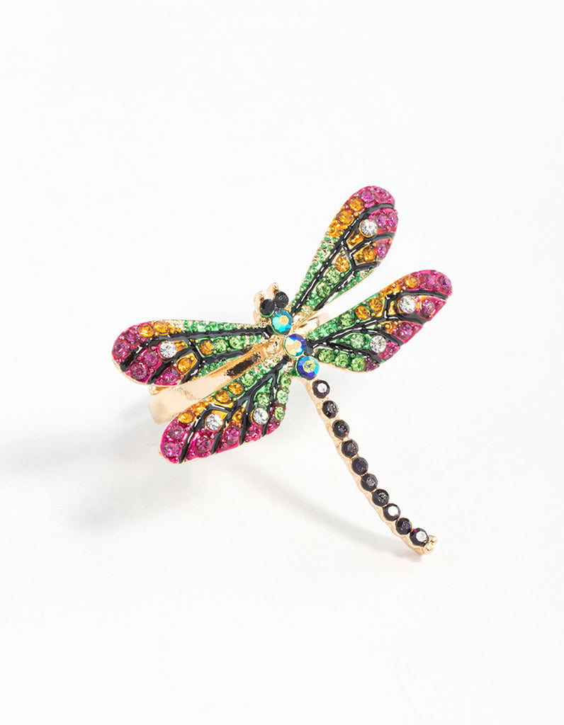 Gold Rainbow Dragonfly Ring - Lovisa