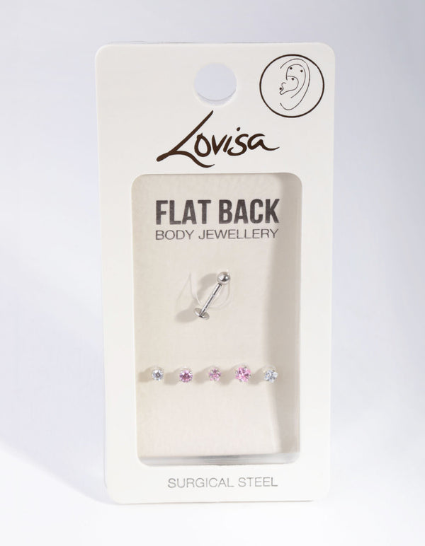 Surgical Steel Cubic Zirconia Star Flat Back 6-Pack