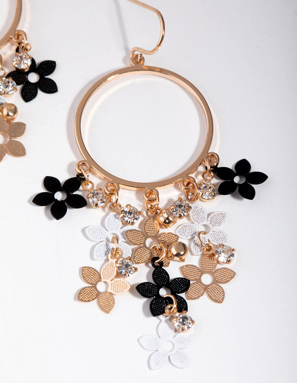 Gold Cascade Flower Drop Earrings