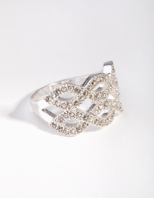 Silver Diamante Twisty Ring
