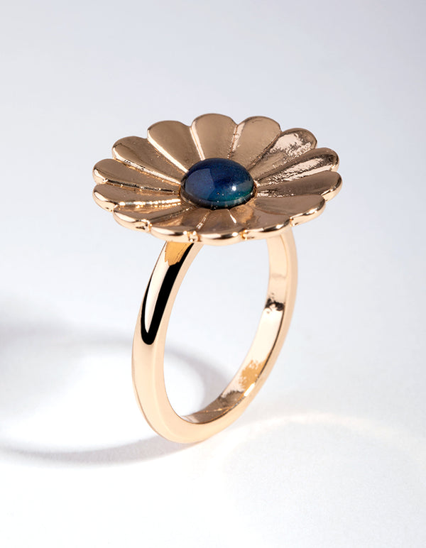 Gold Mood Flower Ring