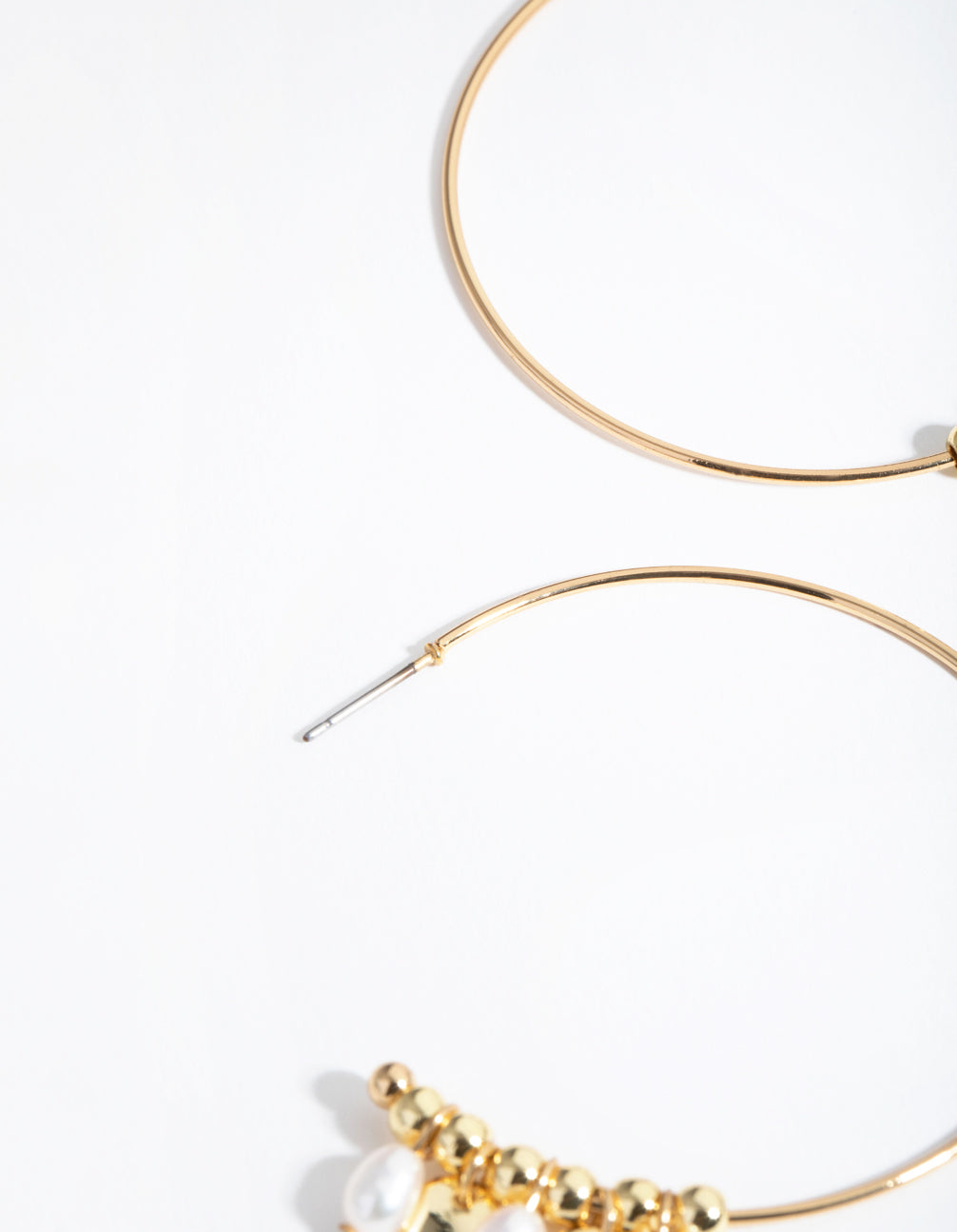 Gold Plated Freshwater Pearl & Disc Hoop Earrings