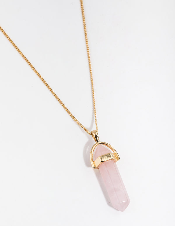 Gold Plated Semi Precious Pink Shard Necklace