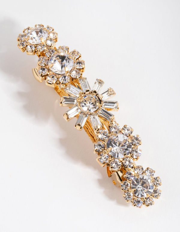 Gold Diamante Flower Clip