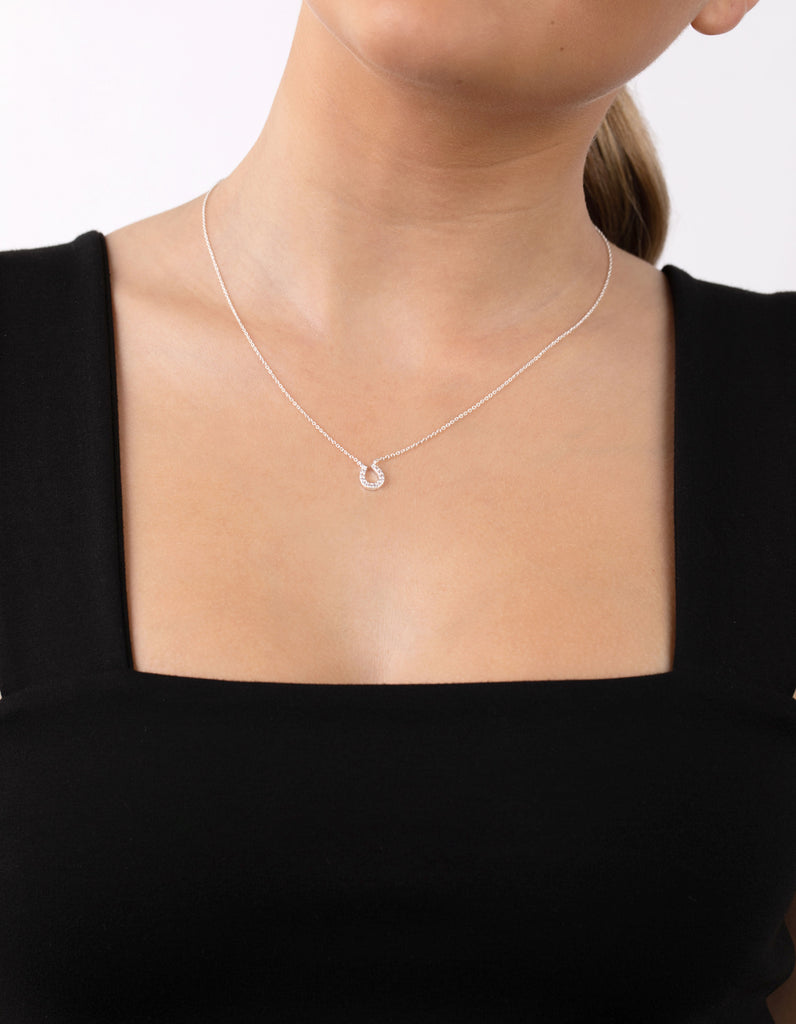 Sterling Silver Mini Pave Horseshoe Necklace Lovisa