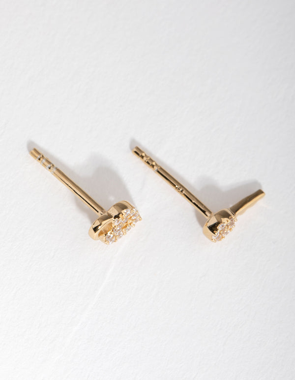 Gold Plated Sterling Silver Lock & Key Stud Earrings