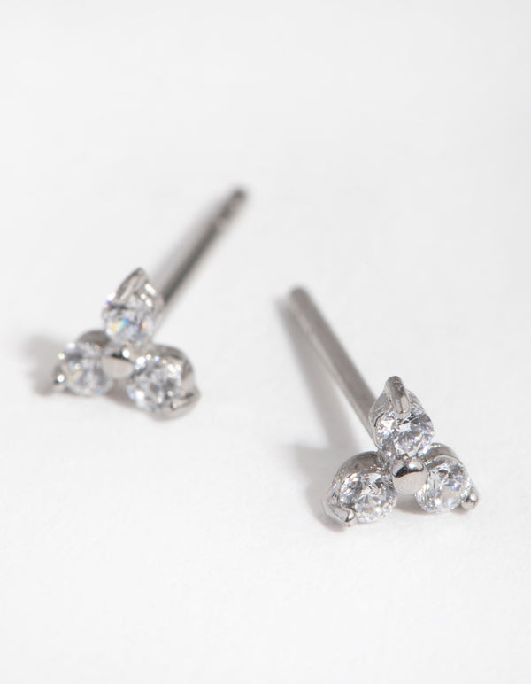 Surgical Steel Cubic Zirconia Cluster Stud Earrings