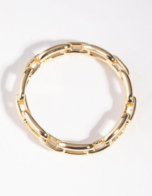 Gold Plated Skinny Rectangle Link Ring